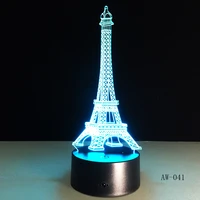 3d night light 7 color eiffel tower desk lamp remote touch usb led night light home decor christmas gift for children aw 041