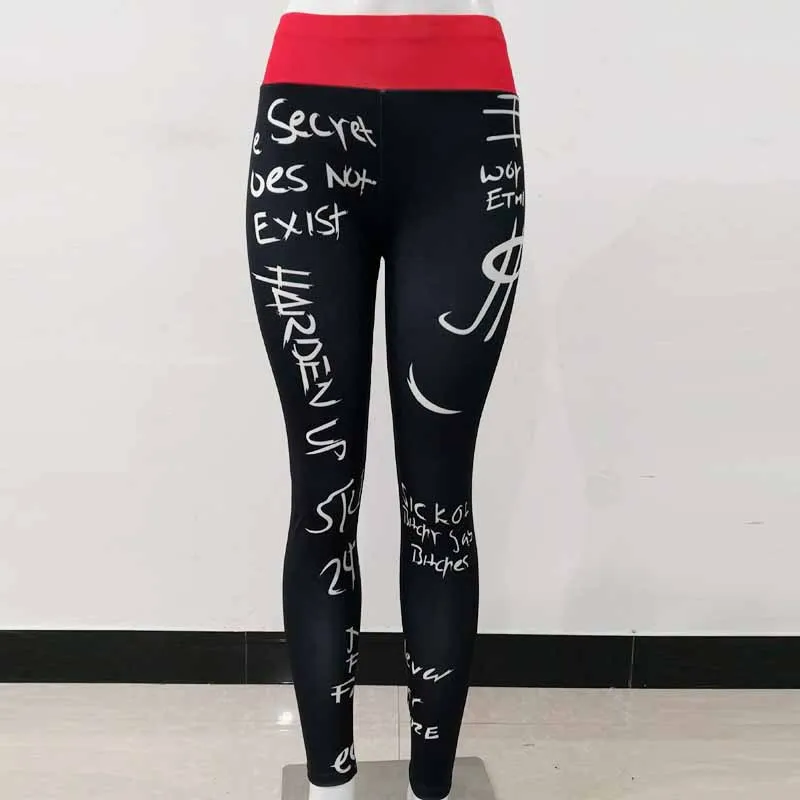 Women New Letter Print Seamless Leggings Gym Fitness Leggings High Waisted Yoga Pants Workout Quick Dry Sportwear Leggings Pants
