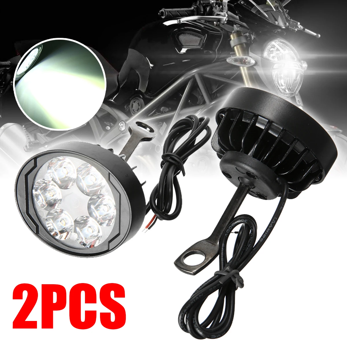 

2x 6LED Мотоцикл головной светильник 12 Вт AC/DC 12V супер яркий фонарь пятно света белый рабочий светильник внутреннего накопителя для мотоциклов ...