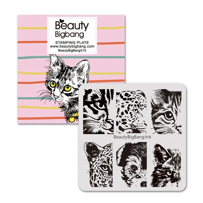 BeautyBigBang 6*6 см 1 шт. штамповка для ногтей Кот тигр Леопардовый глаз изображение