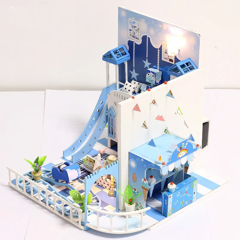 CREATE DIY kit Hut toy Innocence Small Manual Assembling Model Villa Originality Children for Sky Blue Clear | Игрушки и хобби