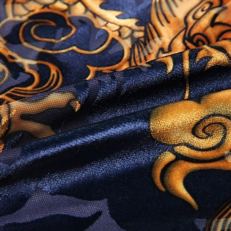 

Gold Dragon print shirt of 2020 autumn Long sleeve see Throught Shirts Men's Long Sleeve Shirt Chemise Homme