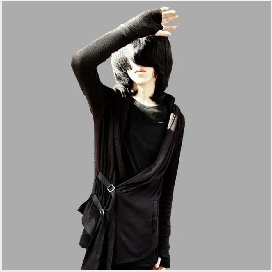 S-5xl 2021 New Men Korean Non-mainstream Fashion Casual Irregular Coat Hoodies Plus Size Sweatshirts Singer Costumes | Мужская одежда
