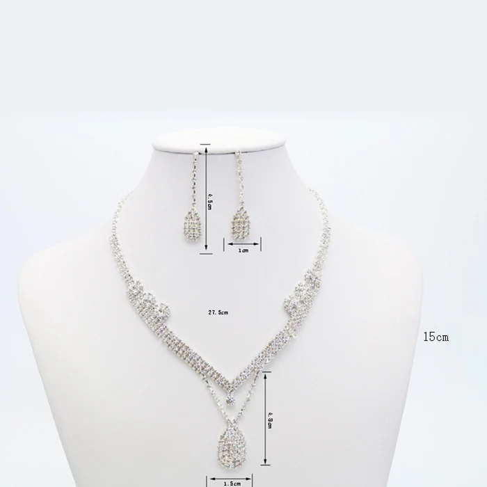 Мода 2 шт./компл. женское ожерелье + серьги набор медных кристаллов Ювелирные