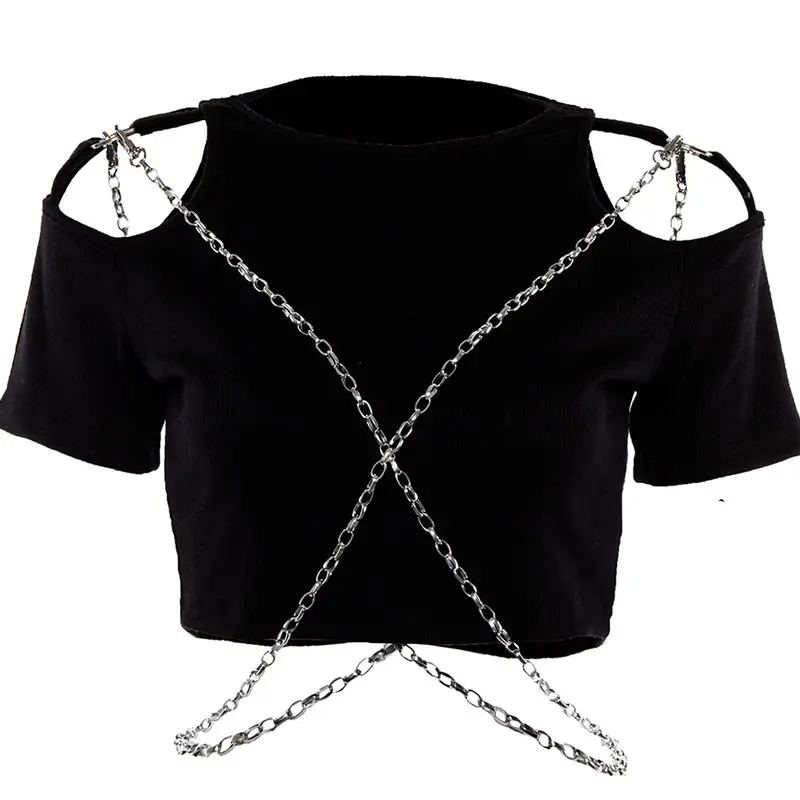 Пикантные летние женские футболки в готическом стиле для клуба повседневные