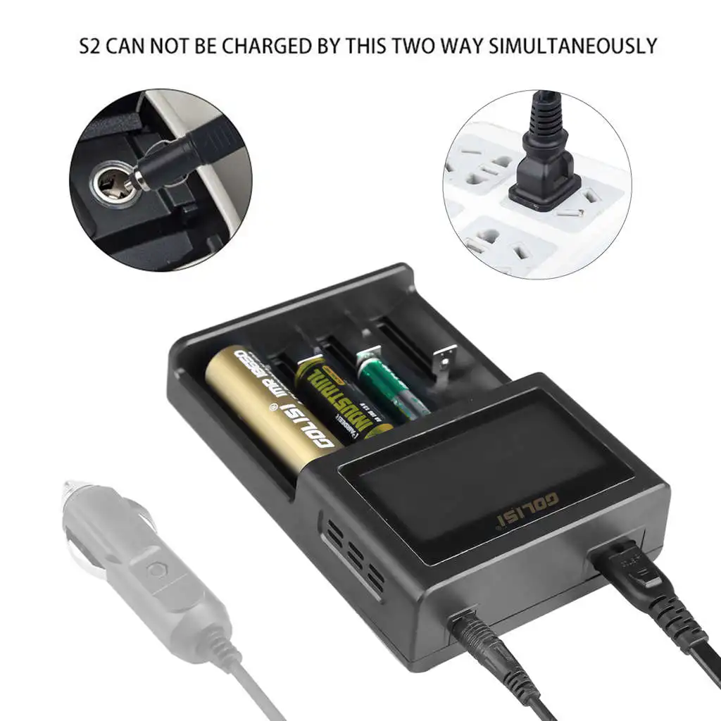 MOCH-Golisi S4 2.0A Intelligent Lcd 18650 Battery Charger For Li-Ion Ni-Mh Ni-Cd Ni-Md 26650 20700 Aa Aaa Rechargeable Batteri |