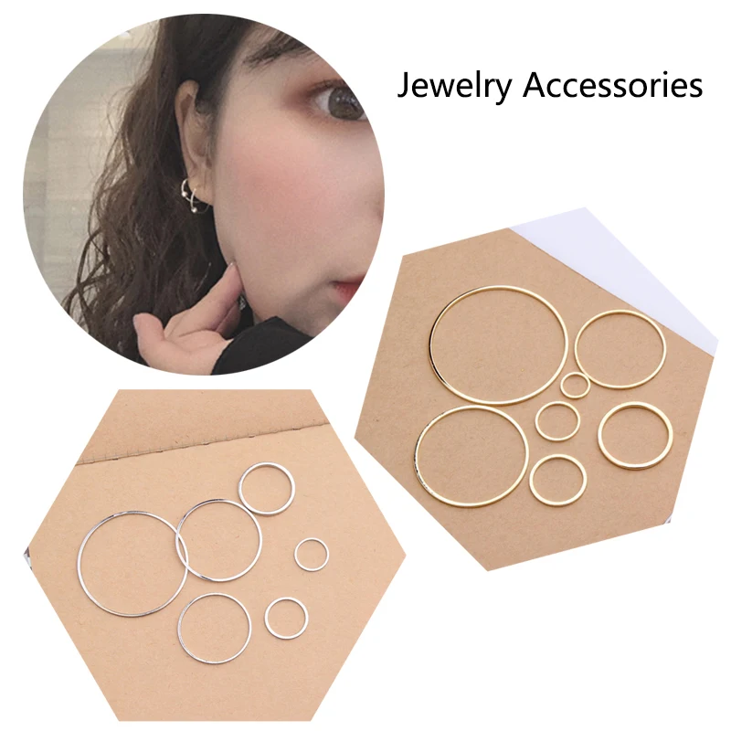 Silver Round Golden Rings for DIY Earrings Making Pendant Jewelry Accessories Findings 8/12/15/20/25/30/38mm Circle 10PCS/Pack | Украшения