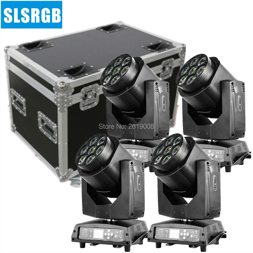 4 шт./лот с кейс переменным фокусным расстоянием 7x15 Вт Led перемещение головы луч