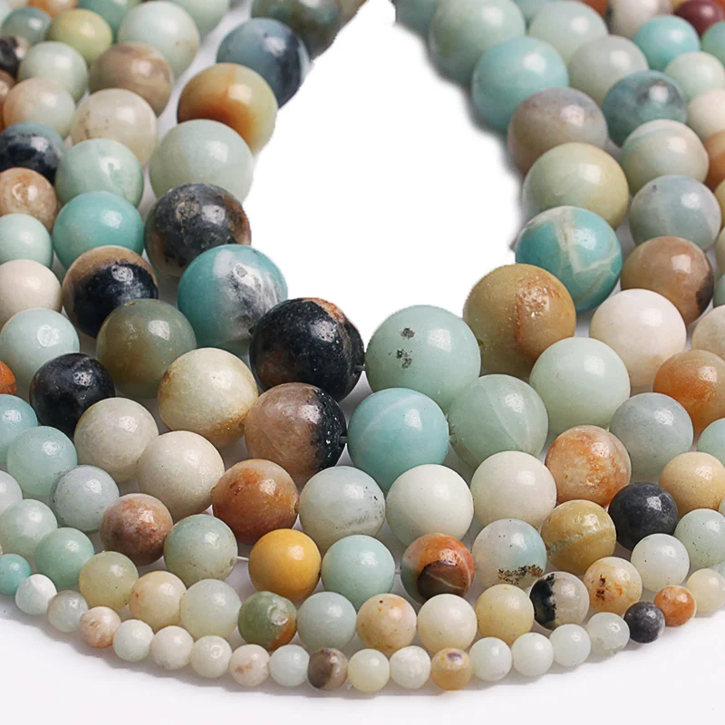 Natural Amazon Stone Beads Mixed Color Amazonite Round Loose Spacer 4 6 8 10 12 14mm Diy Jewelry Making Christmas Gift | Украшения и