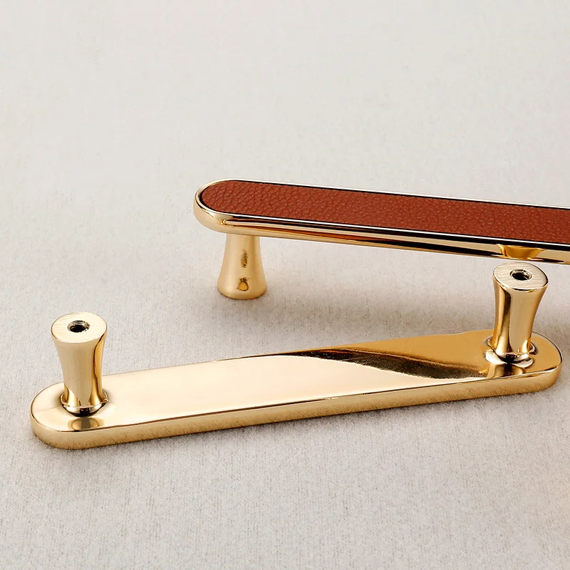 5 шт. золотые кожаные дверные ручки и для кухонного шкафа из цинкового сплава