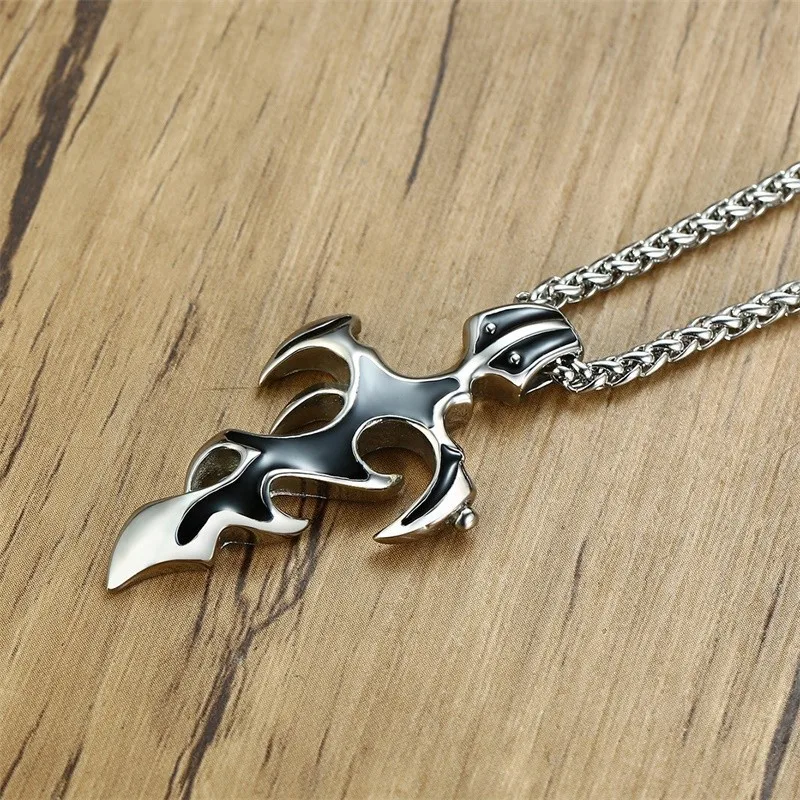 Vnox Мужская кулон крест ожерелья из нержавеющей стали бесплатная цепь 24