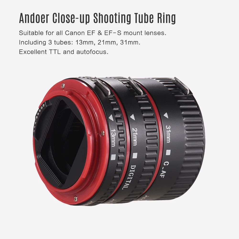 Портативный кольцевой адаптер для объектива Andoer Canon 60D 7D 5D II 550D AF макро
