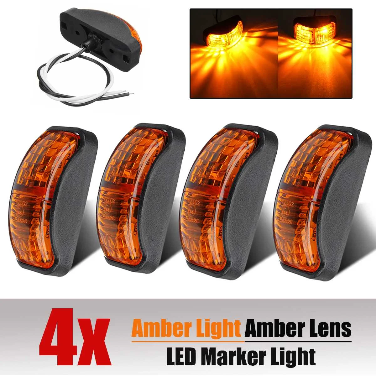 

4x 12V-30V 2 SMD LED Car Auto Truck Trailer Side Marker Light Blinker Amber Indicator Led Lights Accessories DC12-30v