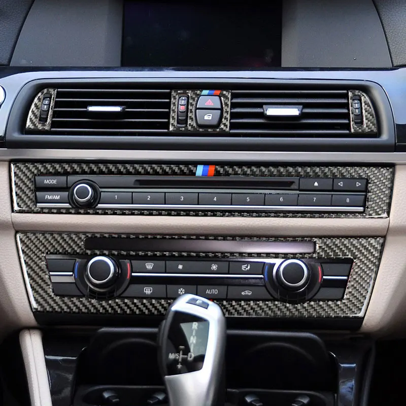 Для bmw F10 F07 углеродное волокно центральная консоль воздушная Шестерня панель