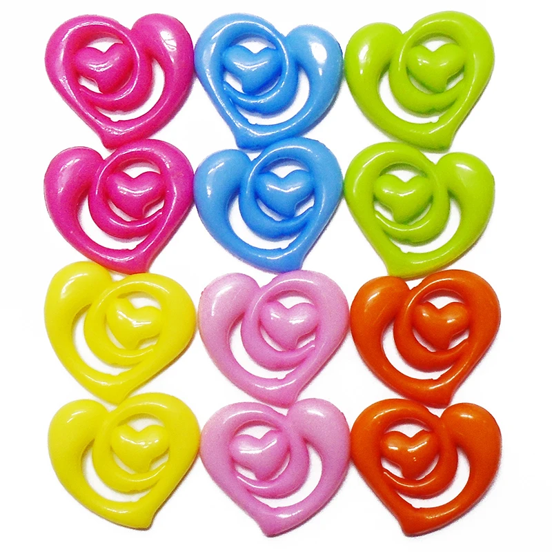 

ZIEENE 10PCs Mixed 6 Colors New Arrival Double love Hearts Plastic Buttons Sewing Scrapbooking For Handmade children Dyed Button