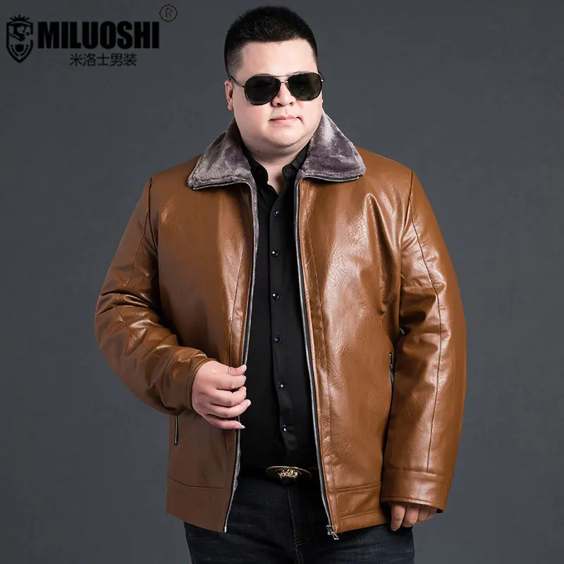 Новинка большой размер 8XL7XL 6XL 5XL 4XL 2018 зимняя плотная мужская кожаная куртка