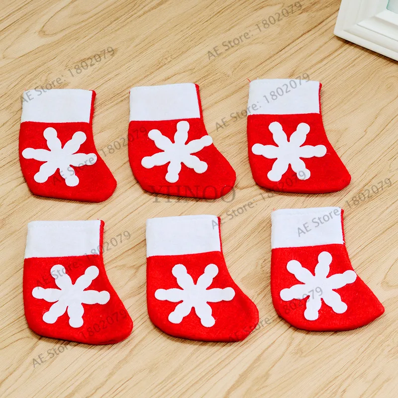 1pcs/bag Christmas gift bags socks cutlery sets snowflakes knives and forks supplies | Дом и сад