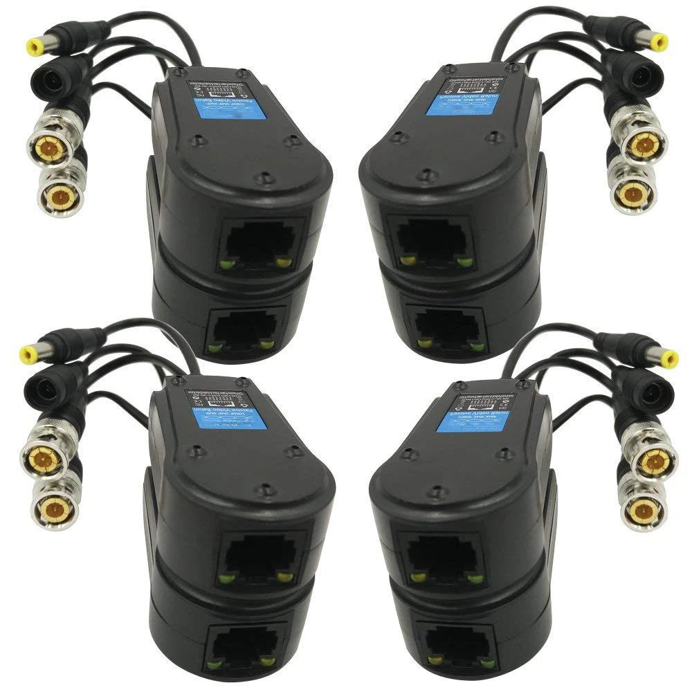 4 пары Пассивное Видео/Мощность Балун Модернизированный 1080P 5Mp Bnc к Rj45