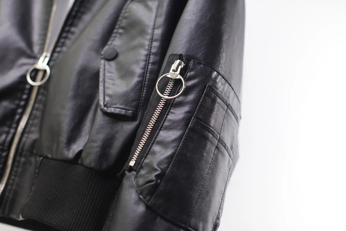 2019 Women Pu Leather Jacket Autumn Hooded Oversized Bomber Jackets Long Sleeve Fashion Short Baseball Coat Blouson Femme A9261 | Женская