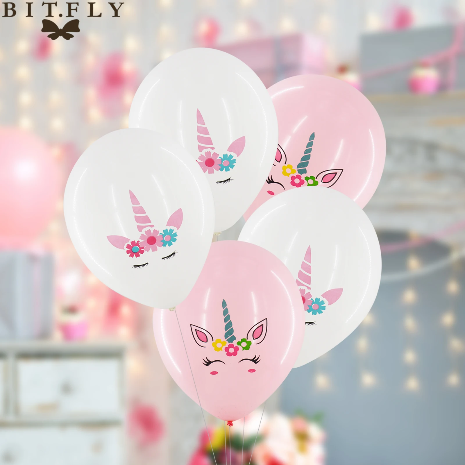BIT. FLY 10 шт./лот 12 дюймов единорог для вечеринки белый/розовый латексный шар дня
