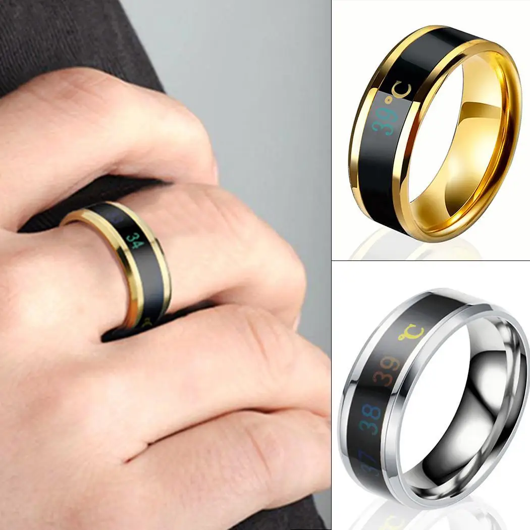 New Unisex Fashion Casual Feel Temperature Jewelry Charm Wedding Ring None Silver Golden | Украшения и аксессуары