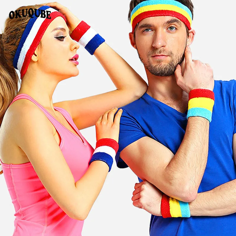 Женские и мужские цветные спортивные повязки для волос из дышащего хлопка +