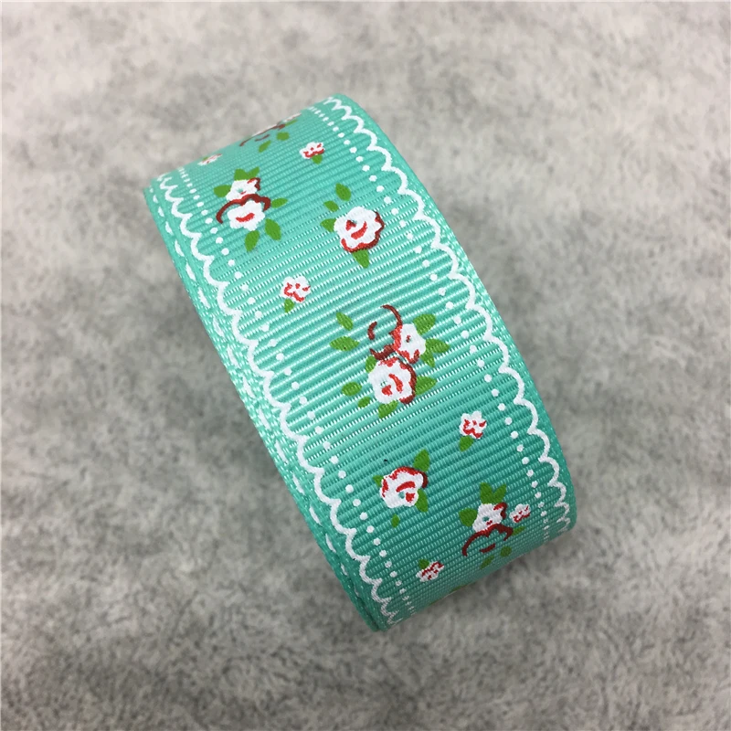 5Yards/lot 1&quot (25mm) Printed Flower Grosgrain Ribbon Hair Bow Wedding Christmas Decoration DIY Sewing #35~36 | Дом и сад