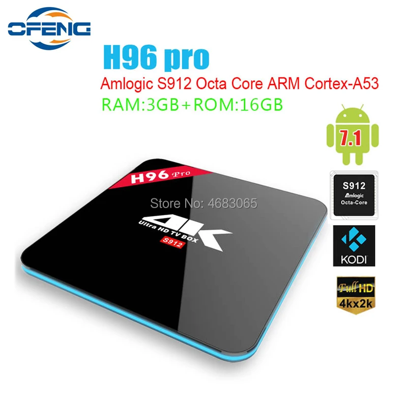 ТВ-приставка H96 PRO Android 7 1 ОС 3 ГБ 32 Восьмиядерный процессор Amlogic S912 2 4/5G WIFI ТВ
