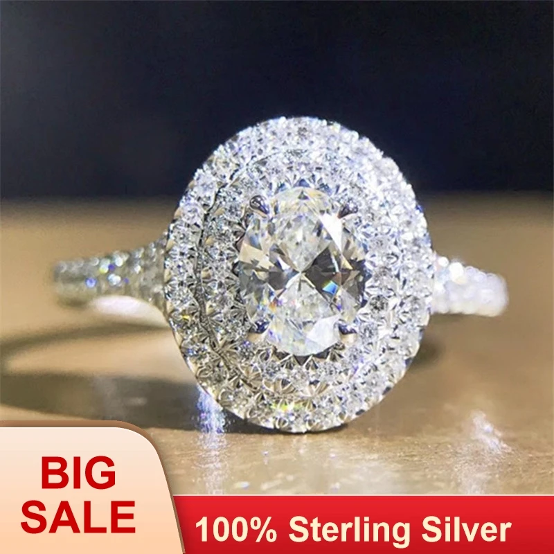 Ручной работы леди 100% Soild Серебряное Кольцо овальным вырезом 0.6ct Сона AAAAA Cz