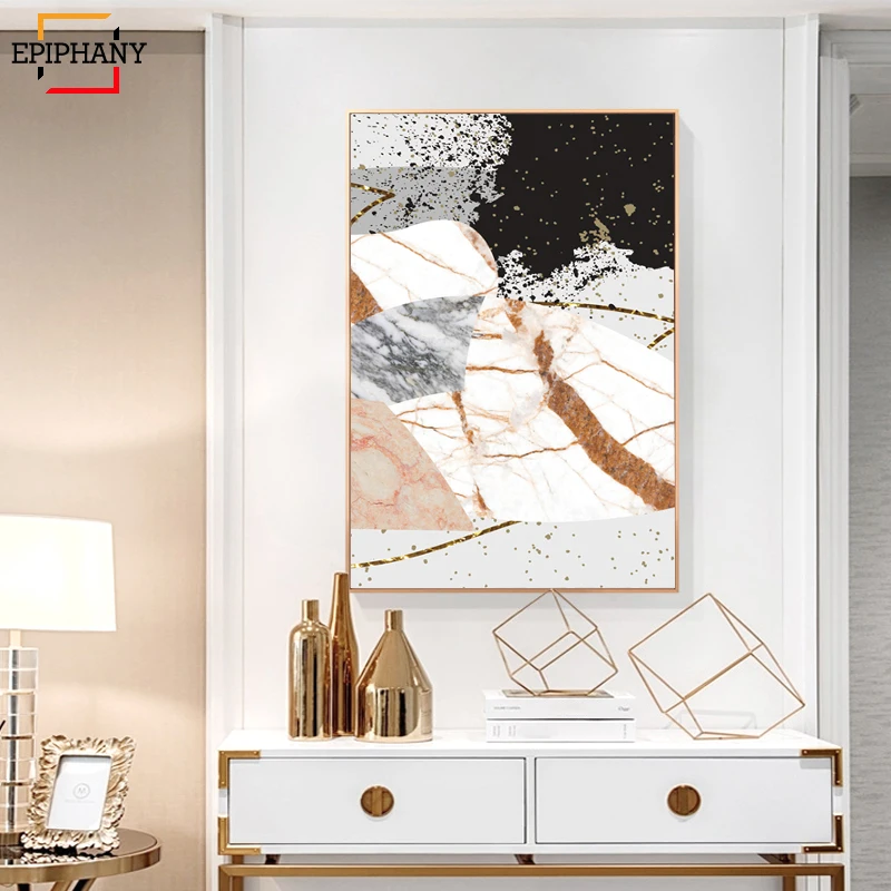Geometric Marble Abstract Posters and Prints Modern Canvas Art Painting Decorative Pictures Nordic Style Home Decoration|Рисование и
