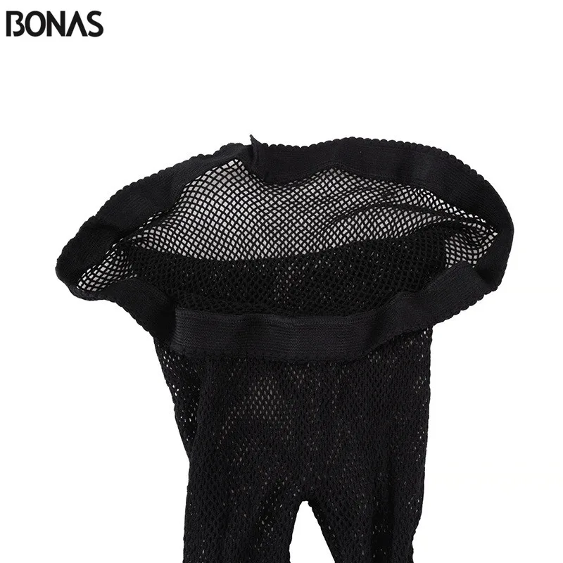 BONAS, женские сетчатые колготки, Сексуальные клубные колготки, трусы, сетчатые, сетчатые, с дырками, дамские колготки, черные, нейлоновые, дышащие, полые, женские чулки