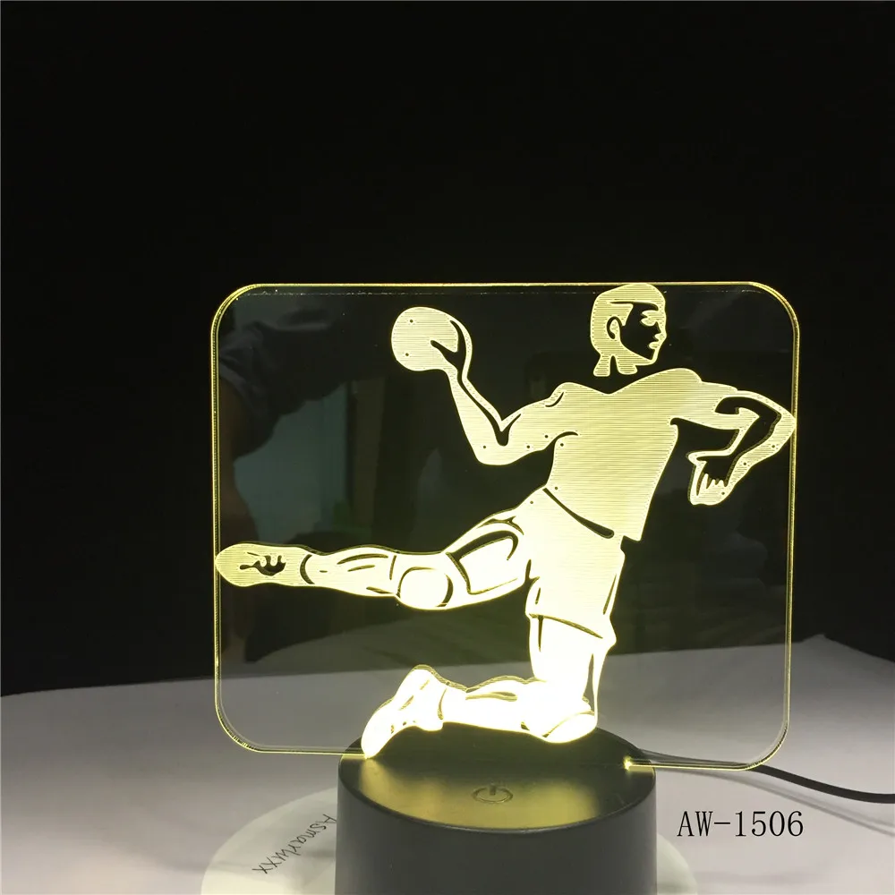Гандбол фигура игрока 3D светодиодный ночник USB детский подарок Спортивная