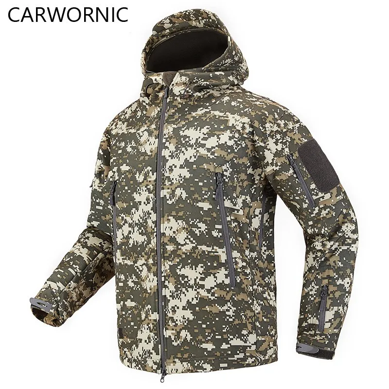 CARWORNIC Soft Shell Tactical Military Jacket Men Dropshiping Fleece Waterproof Army Multicam Camouflage Shark Skin Windbreakers | Мужская