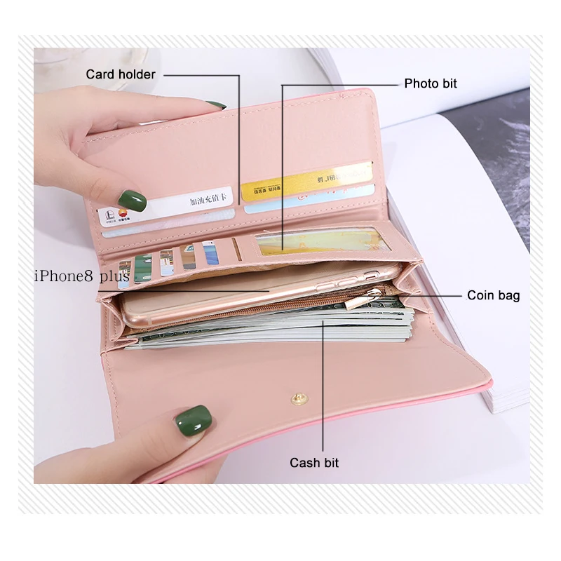 

2019 New Long Women Wallet Female Purse Fashion Purse Female Clutch Multi Card holder Phone Pouch Zipper Portefeuille Femme34