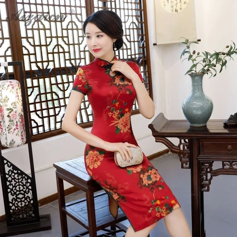 Китайское традиционное атласное платье Qipao свадебное Qi Pao китайский стиль