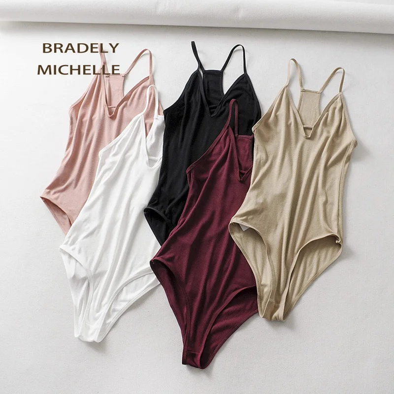 BRADELY MICHELE 2019 женское трикотажное однотонное боди сексуальное открытое без