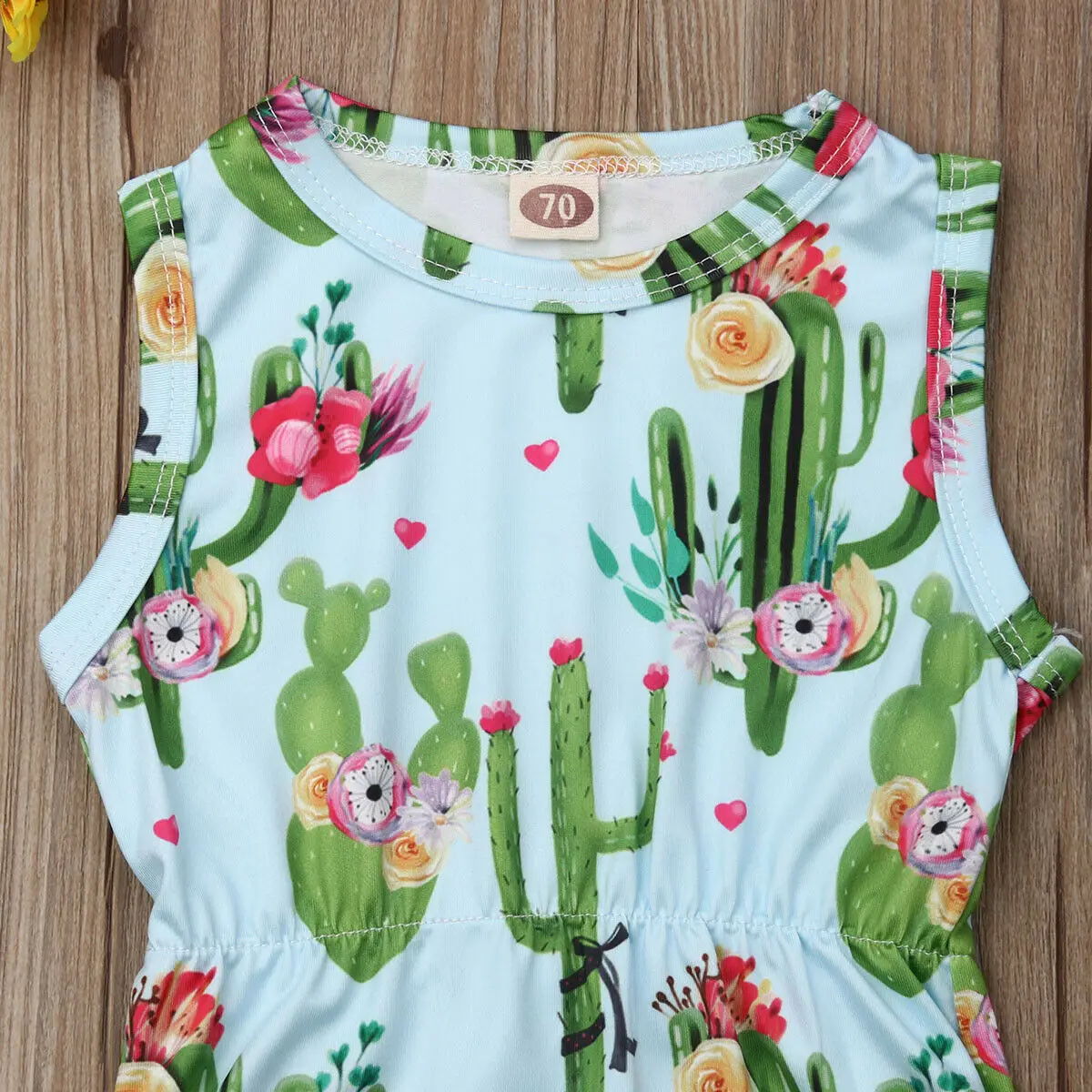 Комбинезон для новорожденных девочек 0 24 мес. без рукавов С КАКТУСОМ цветочным