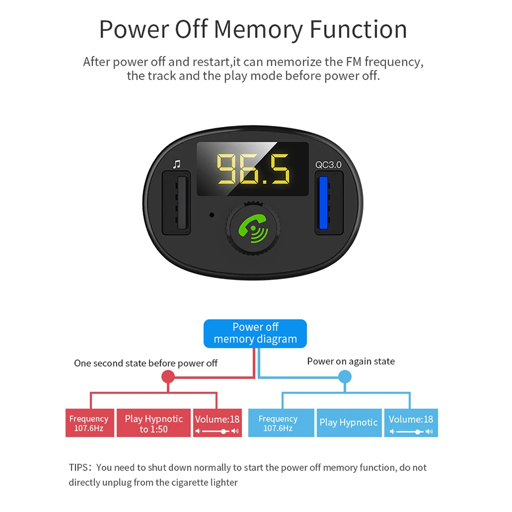 Автомобильные аксессуары быстрая зарядка QC3.0 FM-передатчик двойной USB Bluetooth