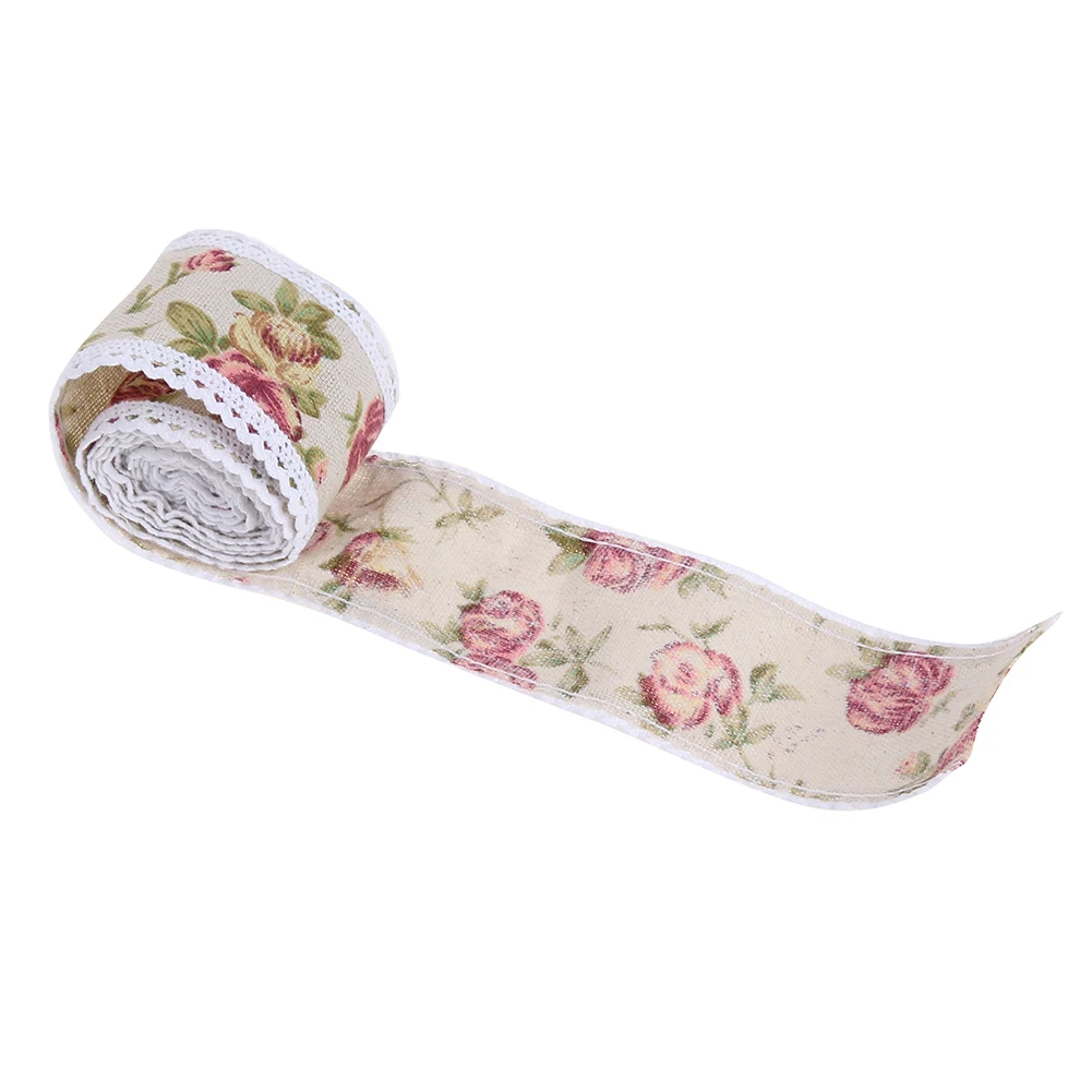 1 м джутовая гессианская Мешковина в рулоне Цветочная лента с кружевом