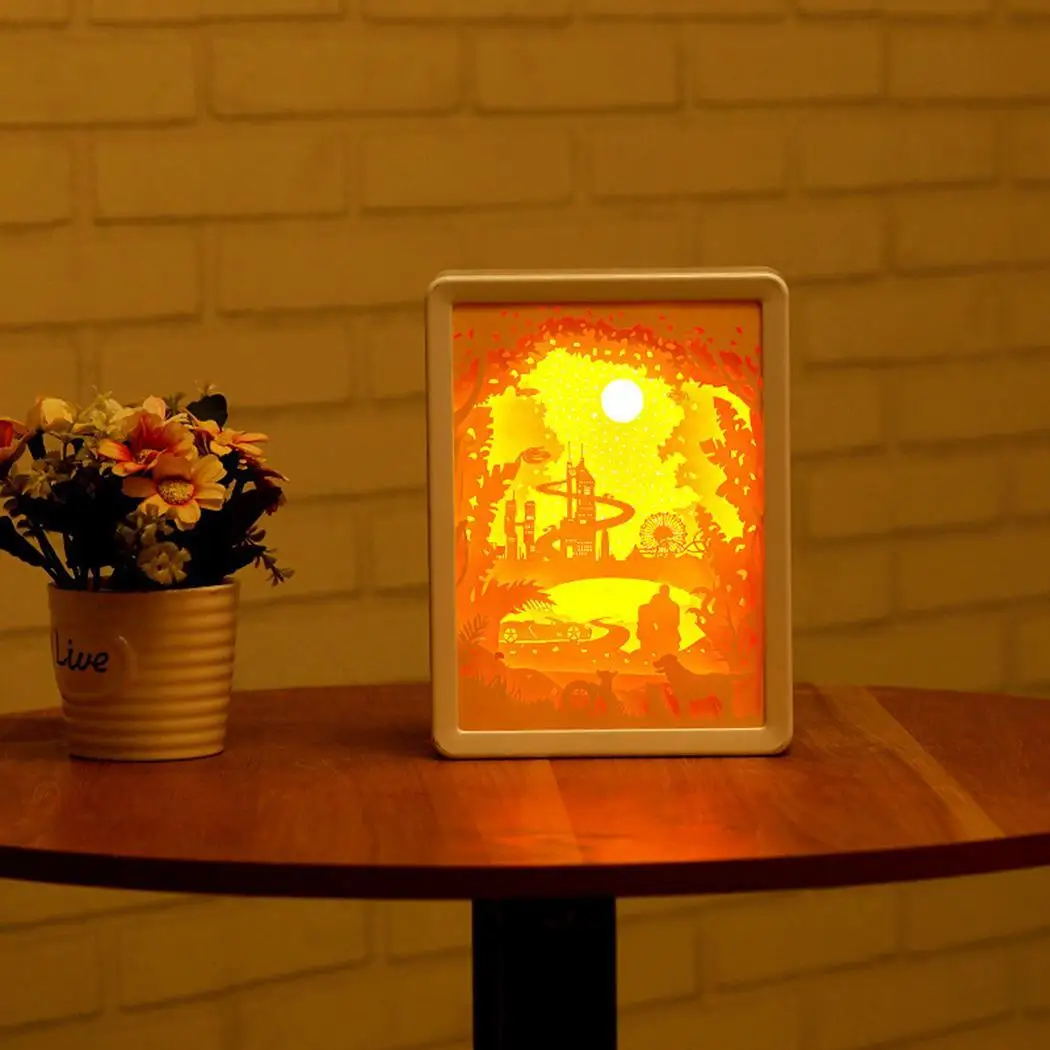 3D светильник резьба по бумаге романтическая лампа для пары Ночной гравировка