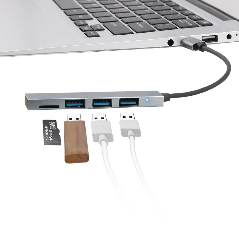 Usb 3 0 концентратор 4 порта TF кардридер для интерфейса типа C Высокоскоростной