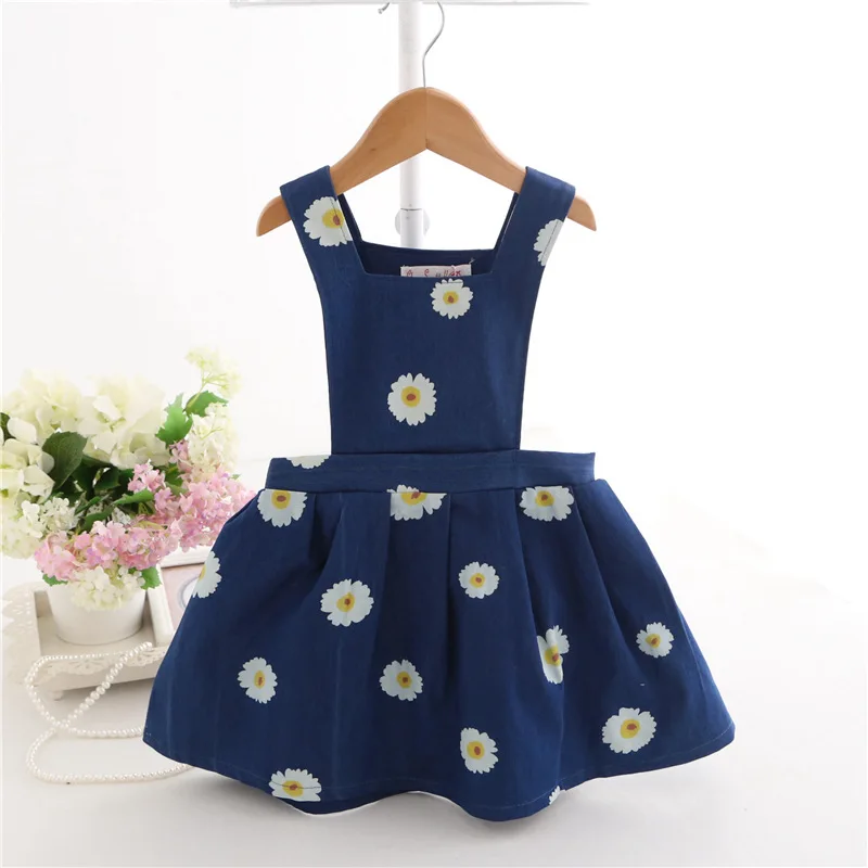 New 2018 Spring and Summer Clothes for Girl Cowboy Suspenders Dress Cute Baby Girls Denim Floral Toddler Dresses | Детская одежда и