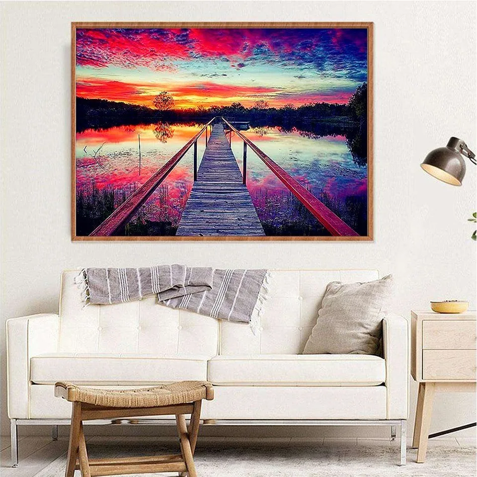 AZQSD полностью квадратная Алмазная вышивка пейзаж моста Пейзаж Вышивка крестом 5D