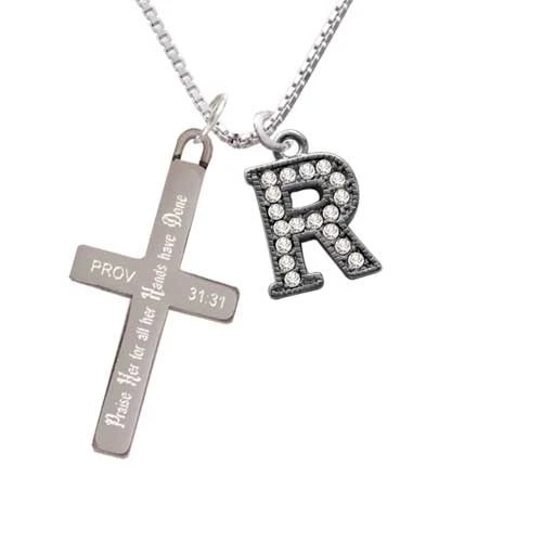 Кристалл Черный Initial р бисера границы хвала ее Подвески с крестом|Подвески| |