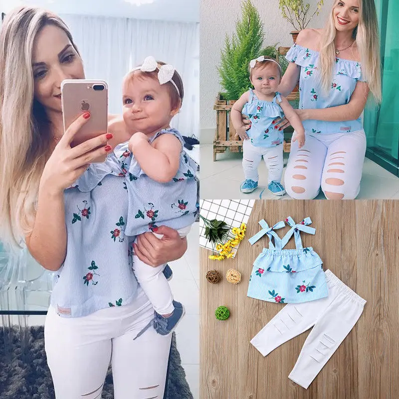 Pudcoco/Модная Одинаковая одежда для семьи мамы и дочки с цветочным принтом