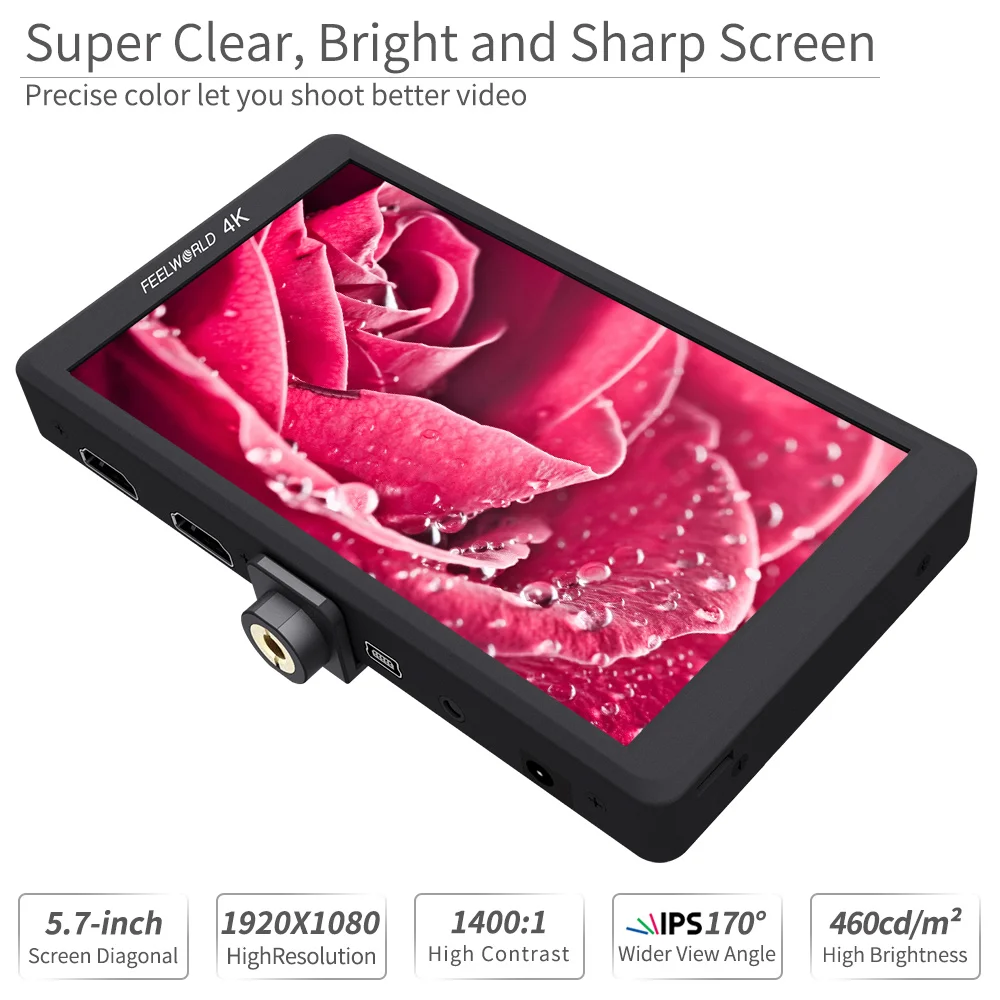 Монитор для камеры FEELWORLD F570 5 7 дюйма 4K HDMI 1400:1 контрастный ЖК экран IPS Full HD 1920x1080
