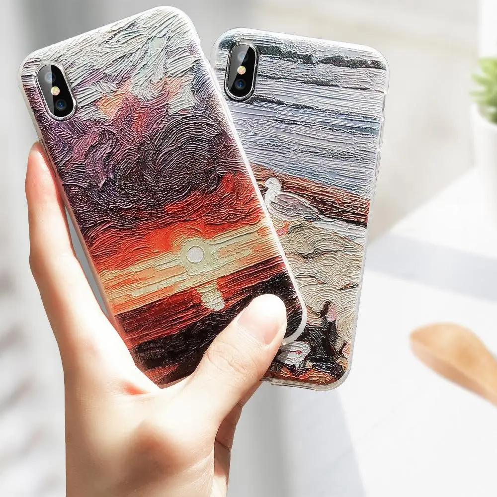 CASEIER чехол для телефона с рисунком &quotКартина маслом&quot iPhone X XS MAX XR Мягкий ТПУ 8 7 6S 5