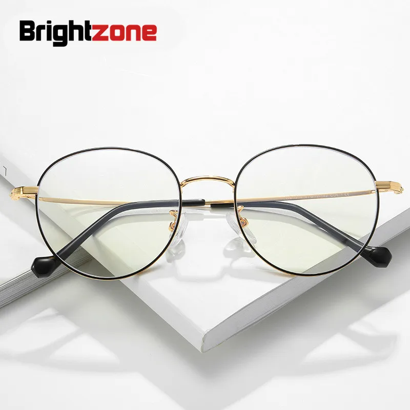Brightzone Модные металлические анти-синие светильник оптические очки прозрачные Для мужчин Для женщин круглый брендовая оправа для очков, при близорукости, очки, аксессуары