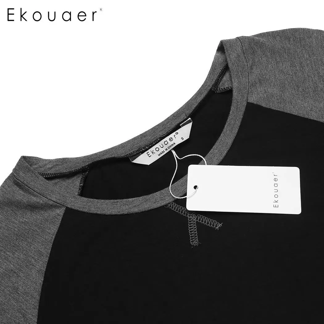 Ekouaer женский летний пижамный комплект пижама с круглым вырезом и коротким