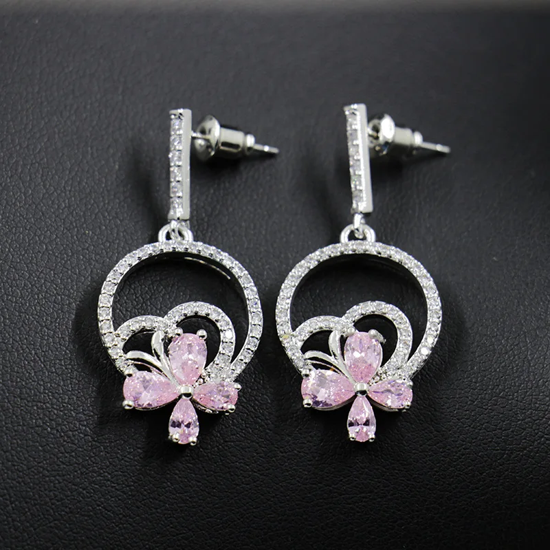 PinkZircon серебро 925 ювелирные наборы для украшения женский набор серьги с камнями